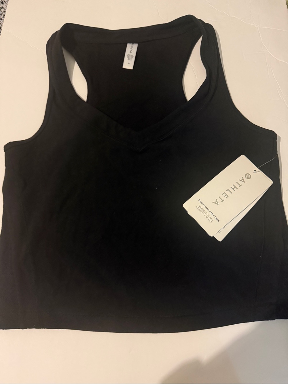 NWT Athleta Shanti Lace Crop Tank Black Size M Powervita